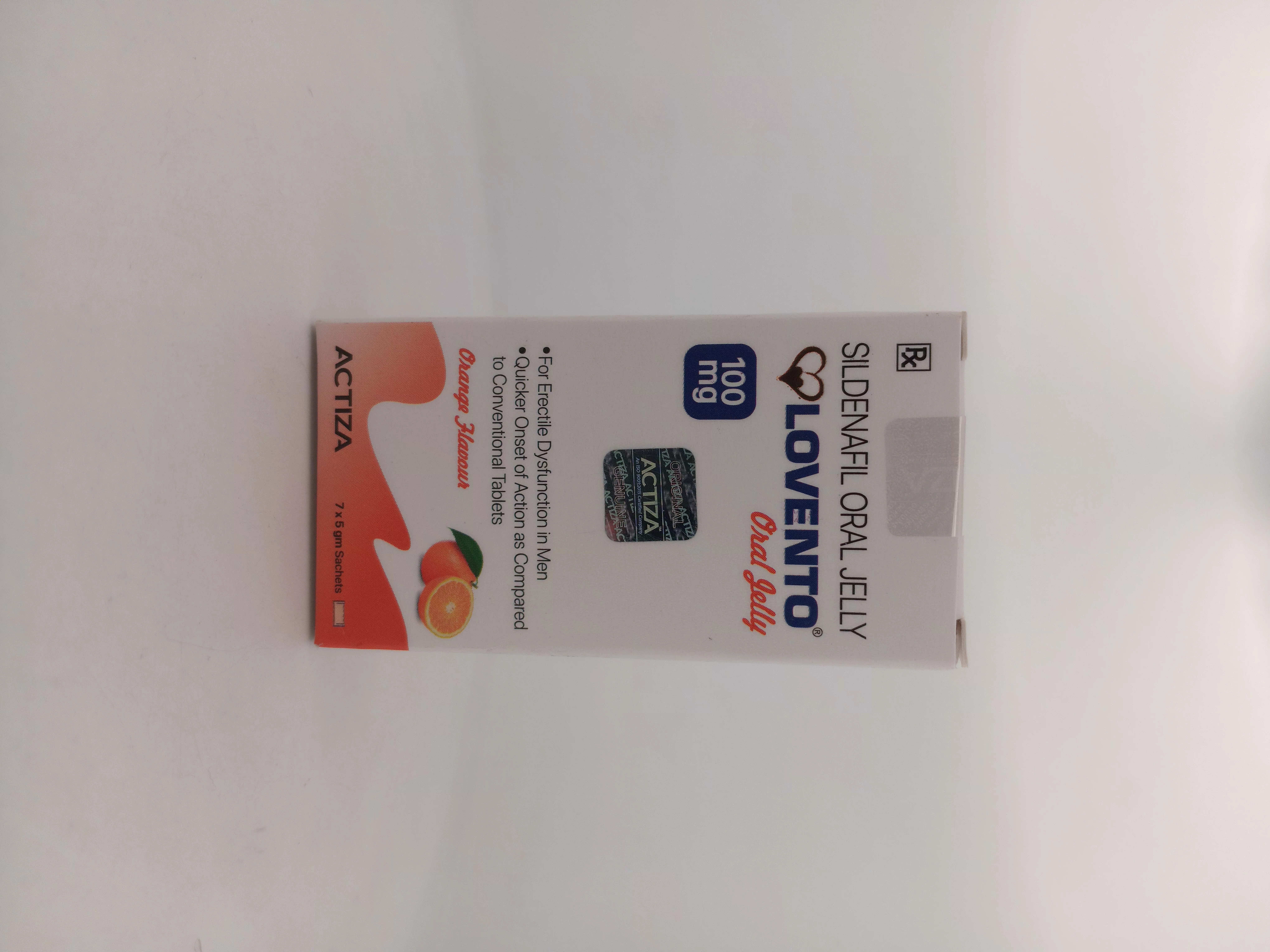 LOVENTO ORAL JELLY(Orange Flavour) (SILDENAFIL ORAL JELLY 100MG) - 7 Sachet Pack