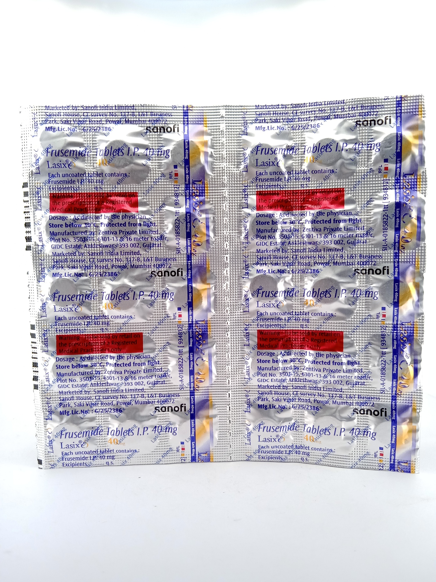 LASIX TABLETS 15 TABLETS (Furosemide 40mg) Loop Diuretic Medicine