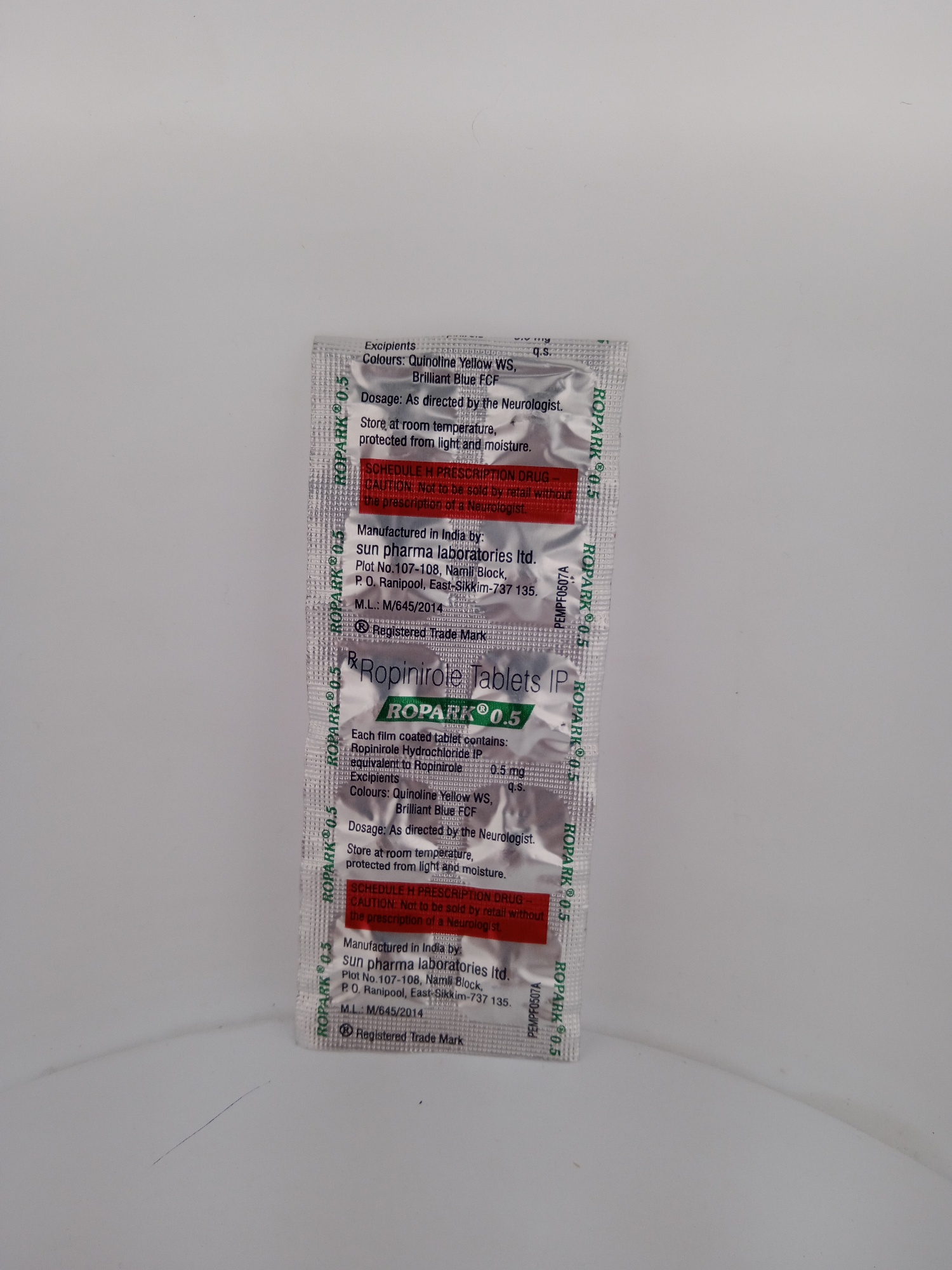 ROPARK 0.5 MG 10 TABLETS | Ropinirole for Parkinson’s Disease
