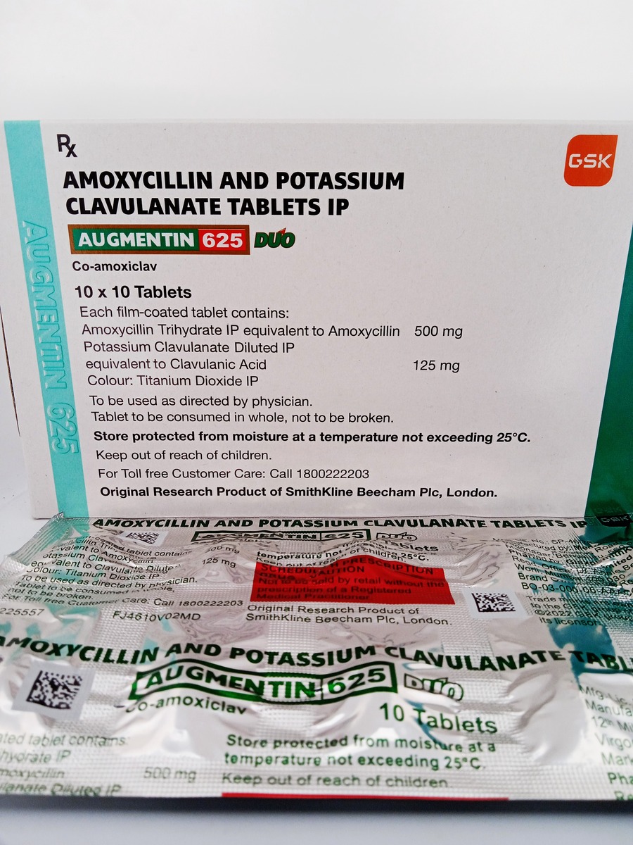 AUGMENTIN 625 DUO 10 TABLETS | Amoxicillin & Clavulanic Acid Antibiotic.
