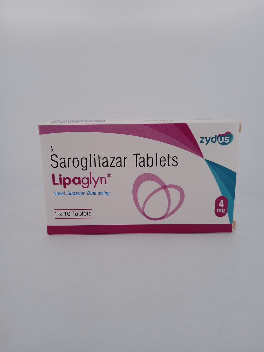 LIPAGLYN 4 MG 10 TABLETS | Saroglitazar for Diabetic Dyslipidemia.