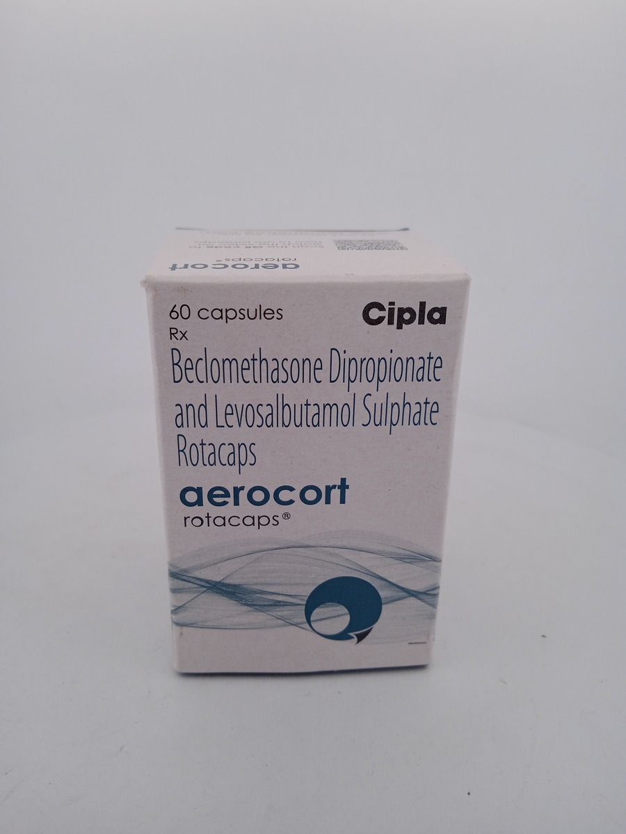 AEROCORT ROTACAPS 100mcg/100mcg (BECLOMETHASONE DIPROPIONATE 100MCG/LEVOSALBUTAMOL 100MCG) - 1 Bottle of 60 Capsule