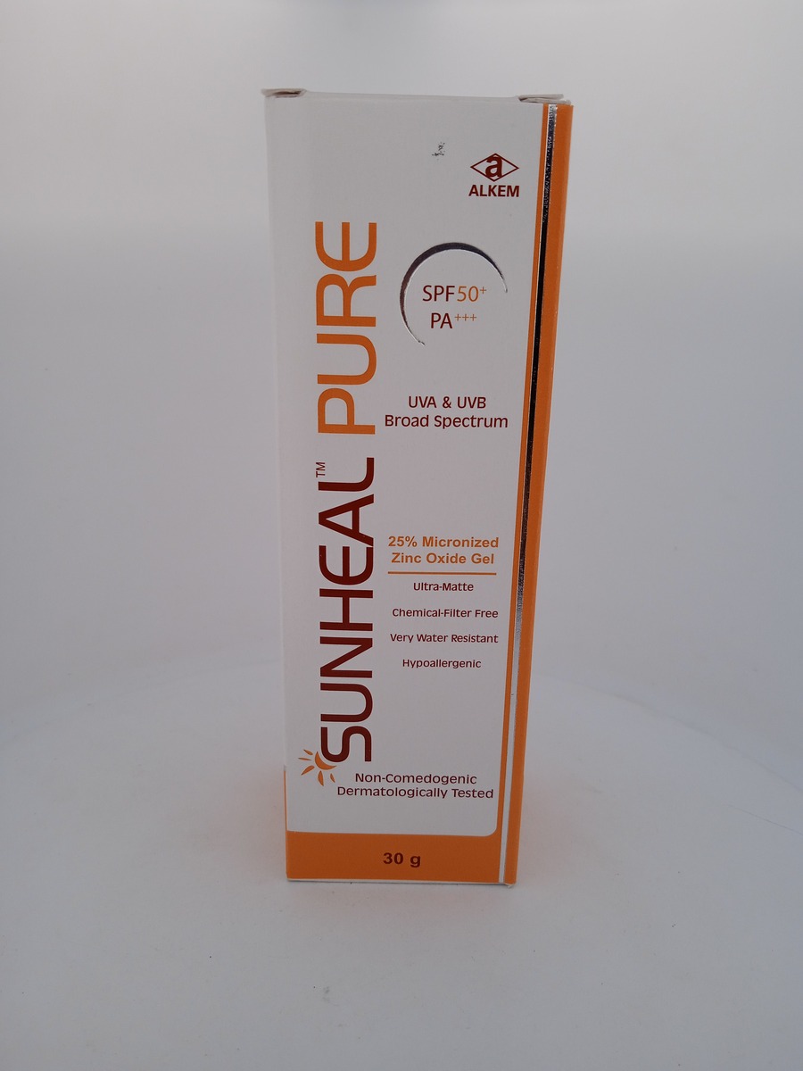 SUNHEAL PURE SPF 50+ GEL 30GM (Zinc Oxide 25%) Mineral Sunscreen.