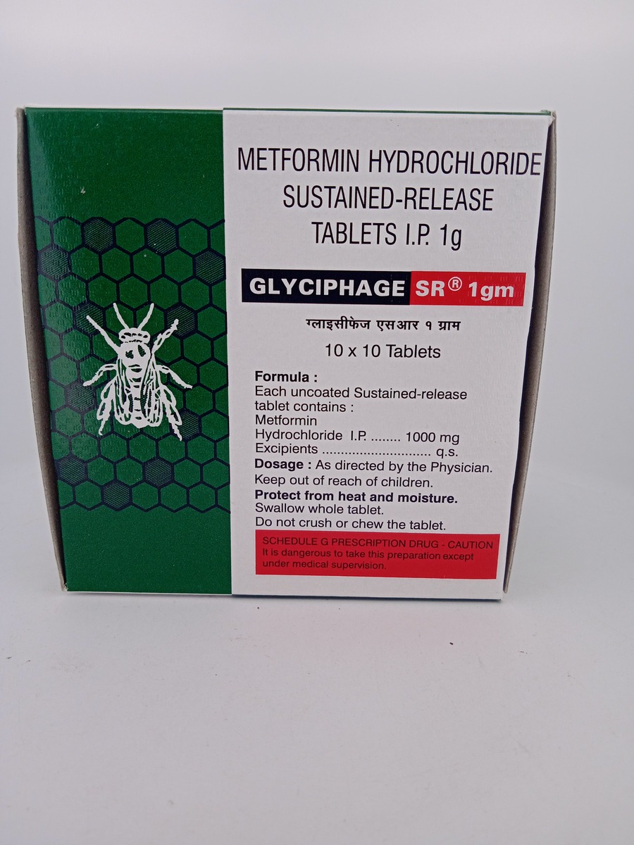GLYCIPHAGE SR 1000 MG 10 TABLETS | Metformin SR for Diabetes