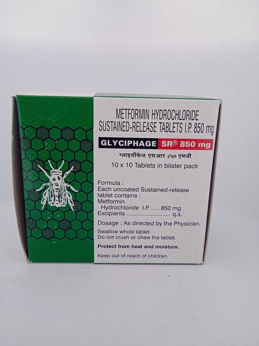 GLYCIPHAGE SR 850 MG 10 TABLETS | Metformin SR for Type 2 Diabetes