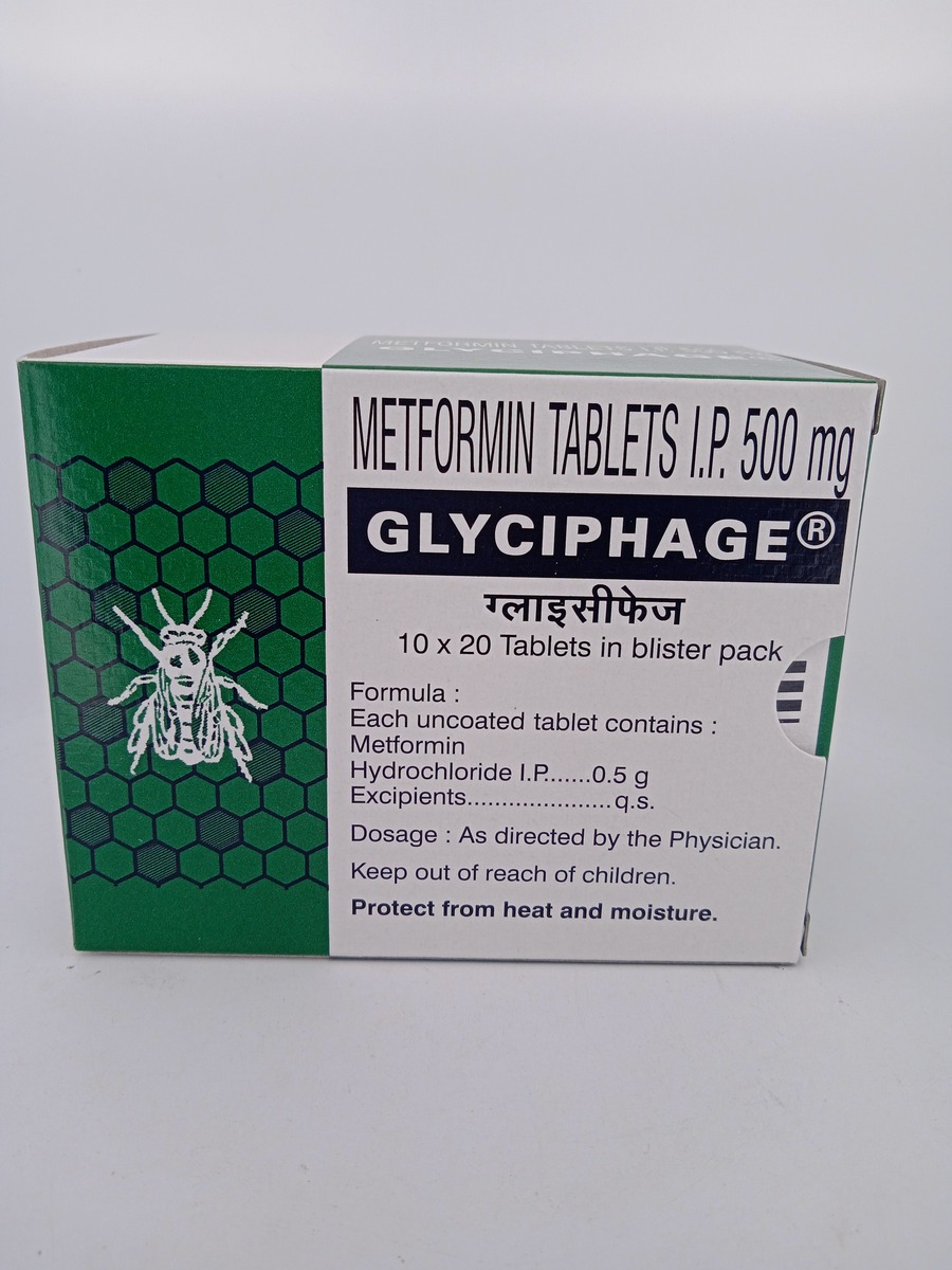 GLYCIPHAGE 500 MG 20 TABLETS | Metformin for Type 2 Diabetes